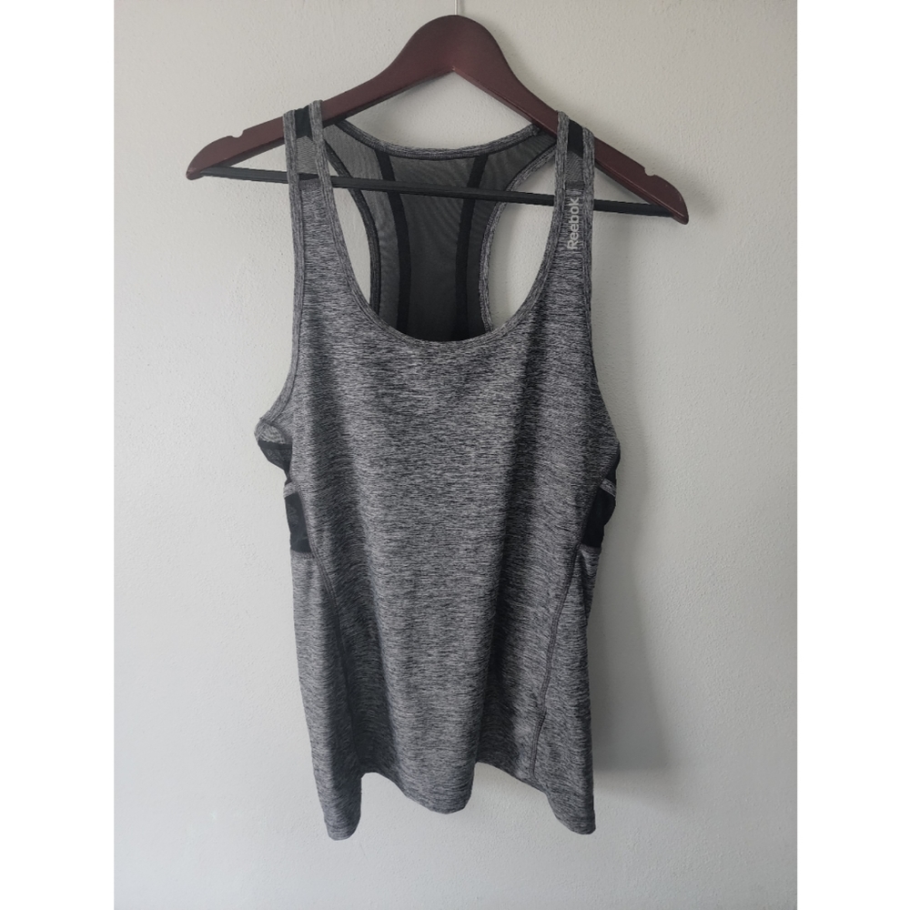 Reebok mesh back gray and black racerback activewear tank size large
